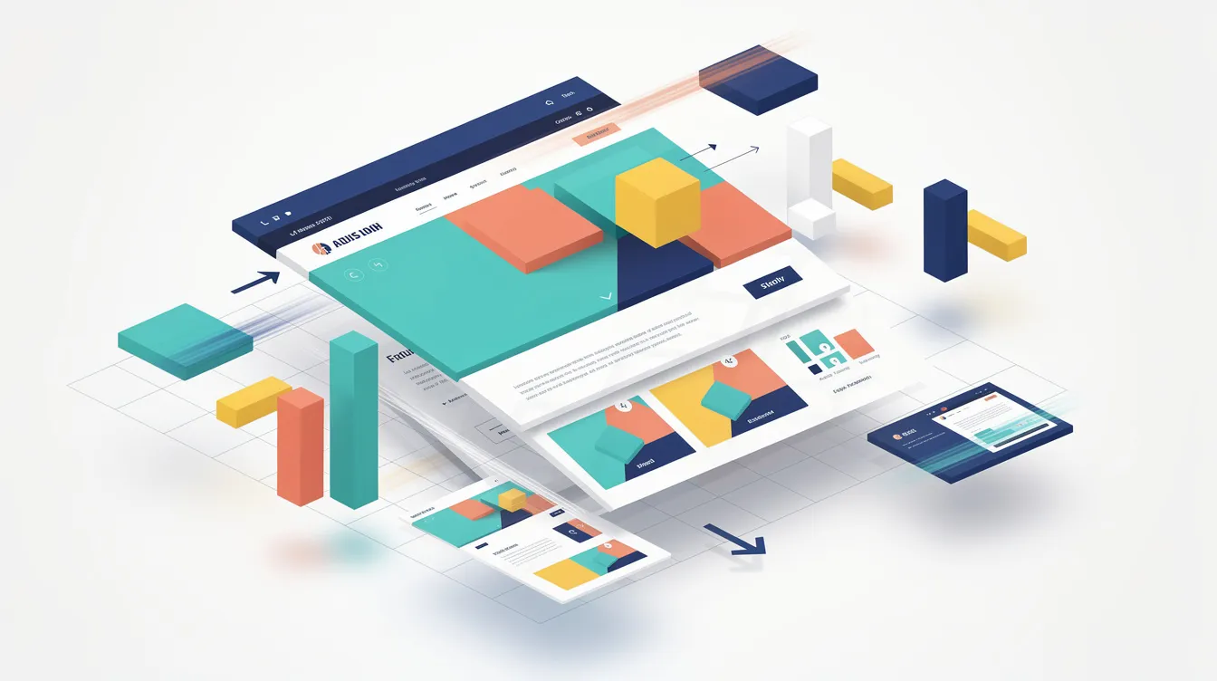 Colorful blocks coming together to form a website layout
