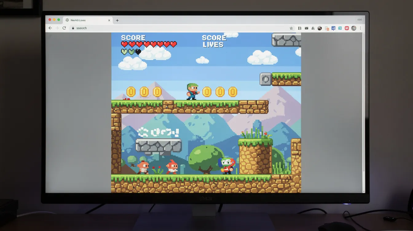 A 2D pixel-art game prototype in a browser window