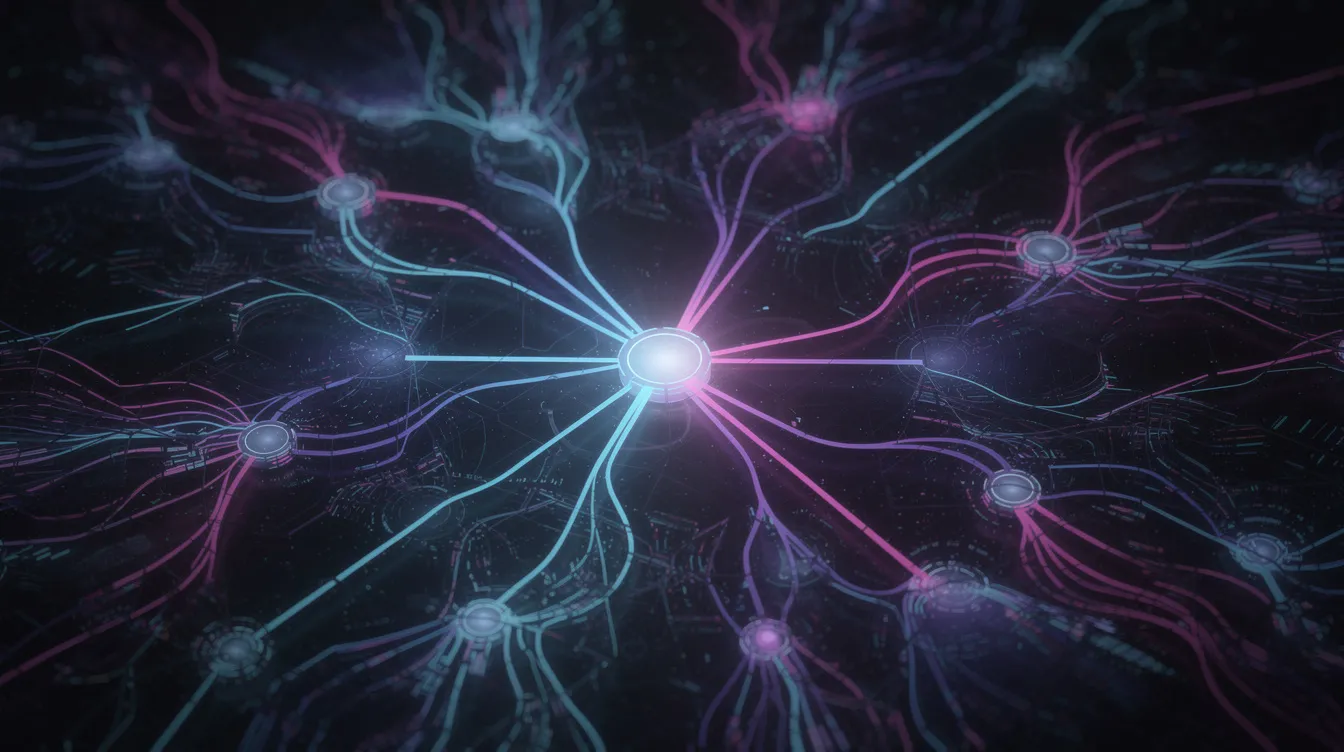 An abstract neural network of glowing connections