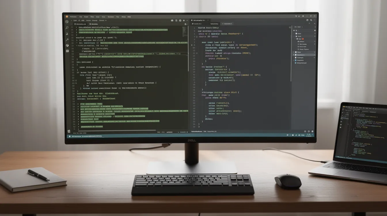A terminal and code editor side by side