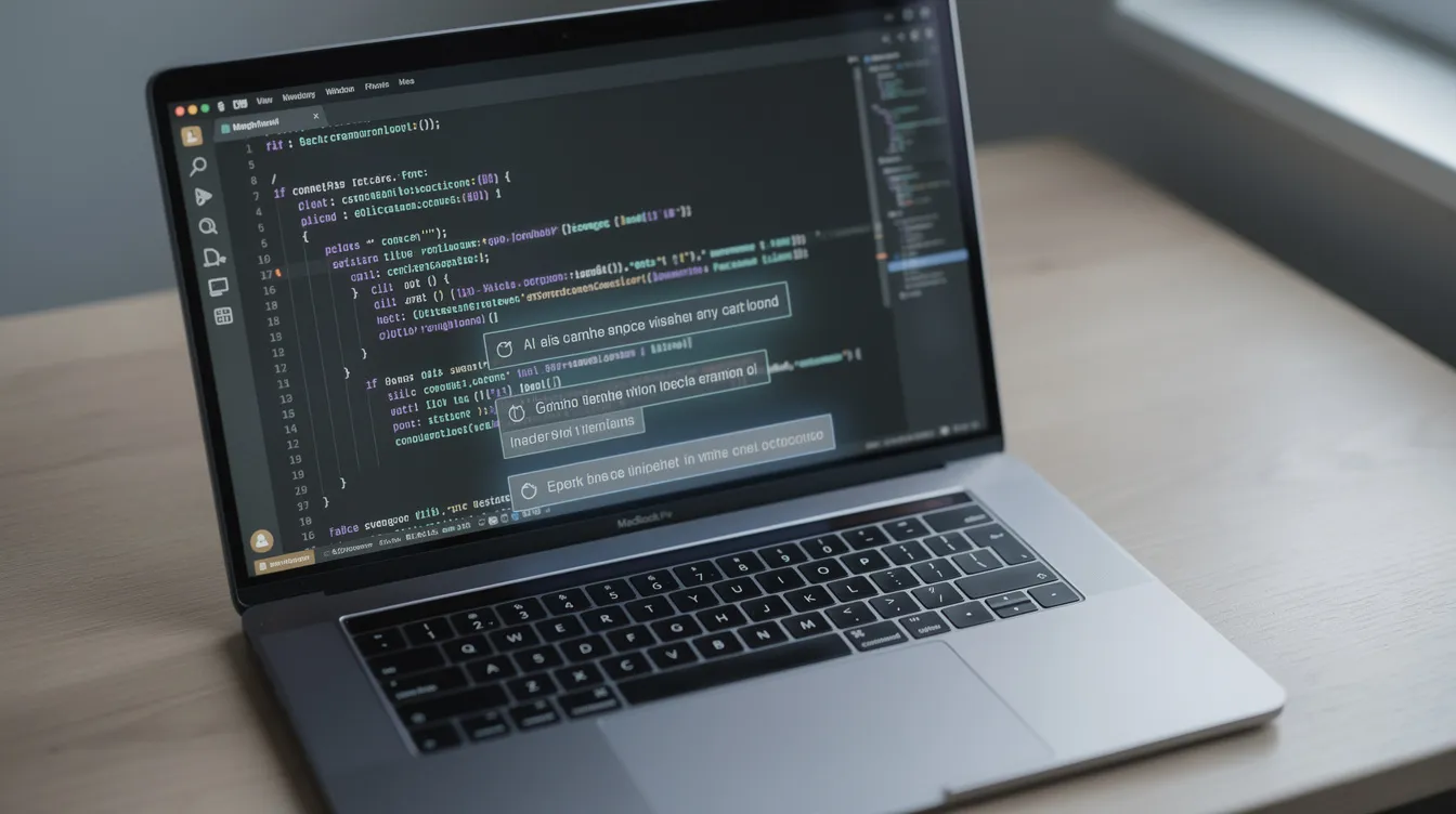A laptop showing code in an editor