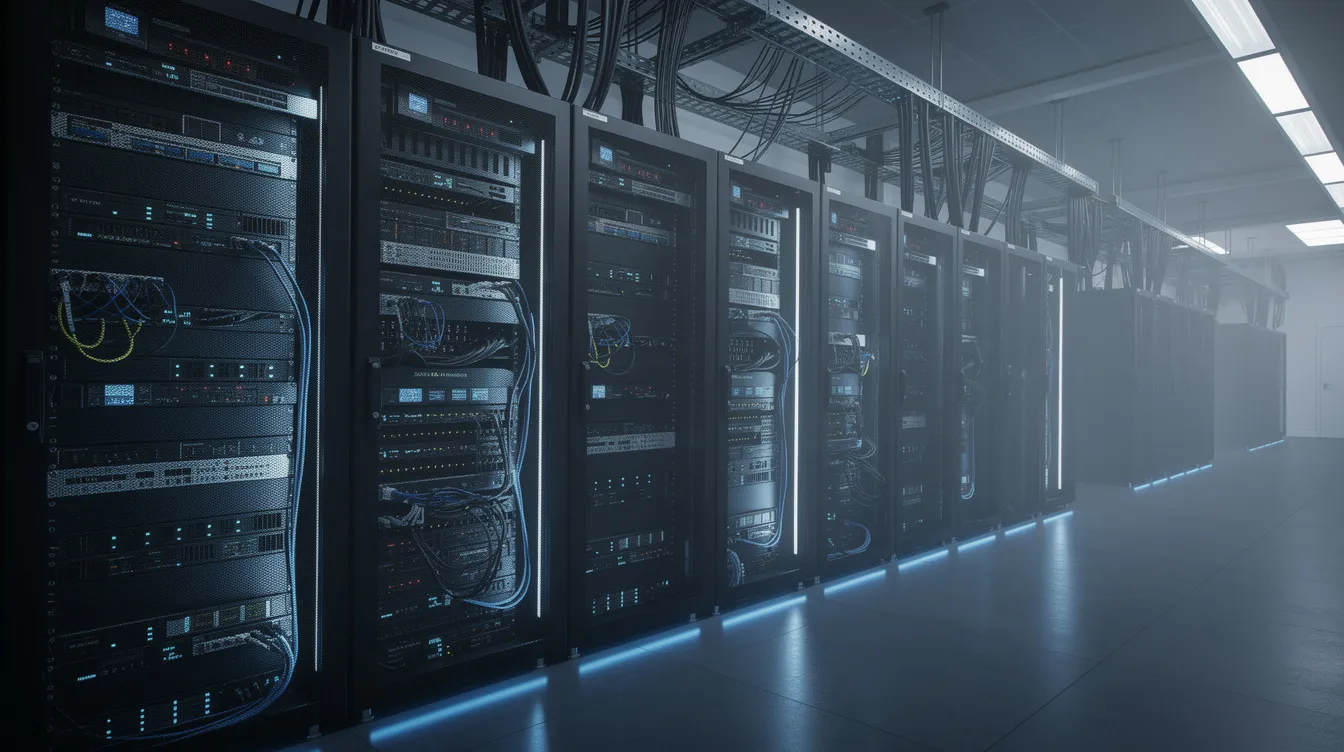 Rows of servers in a data center
