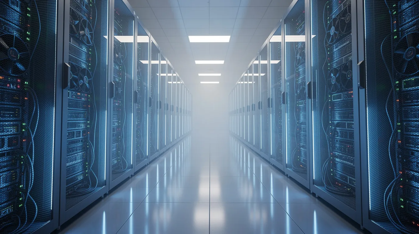 Rows of servers in a data center