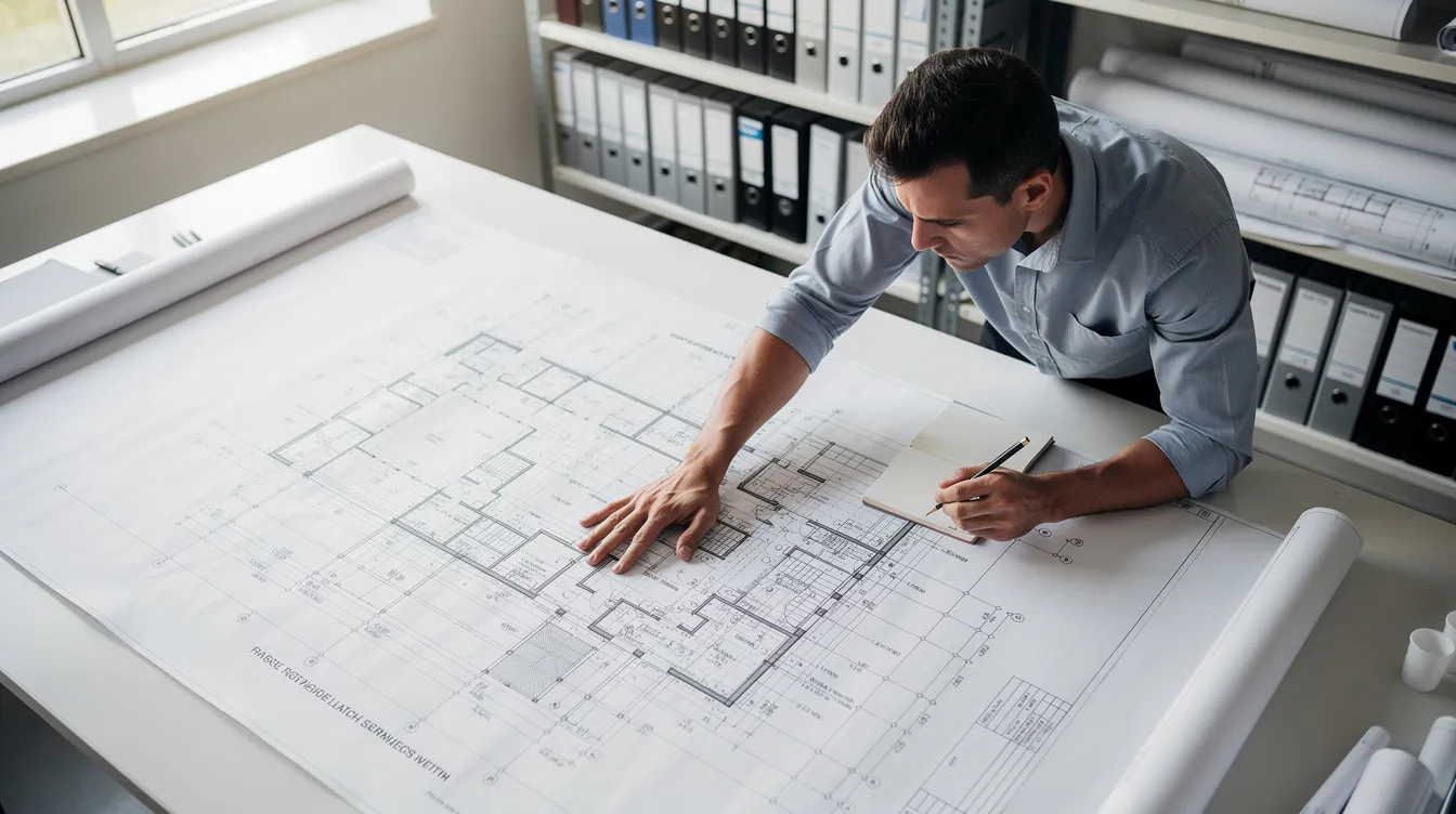 A person inspecting a blueprint, like a careful manual code review